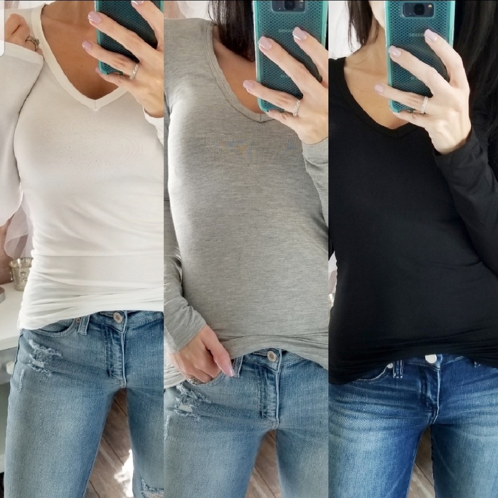 Gray L/S Basic Tee - Picture 4 of 5